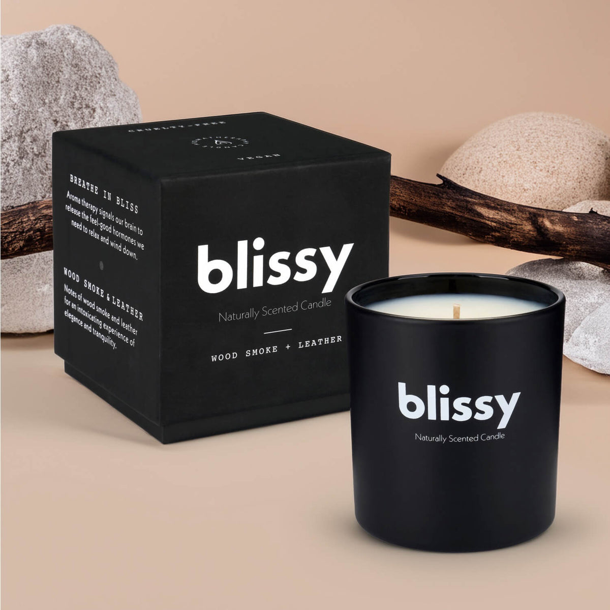 Blissy Candle - Woodsmoke & Leather
