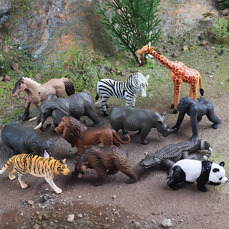 set 12 miniature animal figurines including