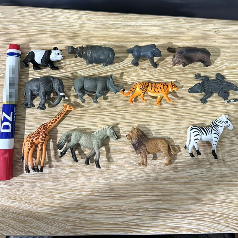 set 12 miniature animal figurines including