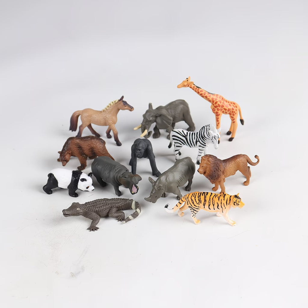 set 12 miniature animal figurines including