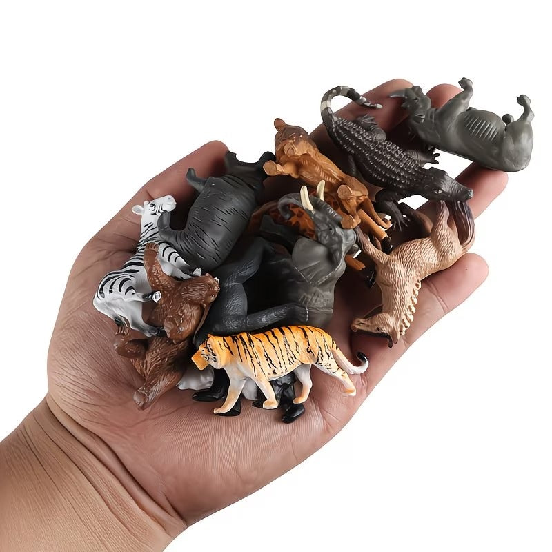 set 12 miniature animal figurines including